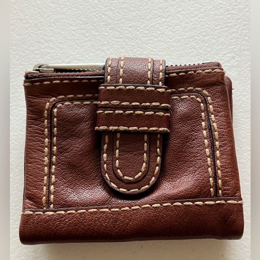 Fossil Brown Leather Wallet with Stitching